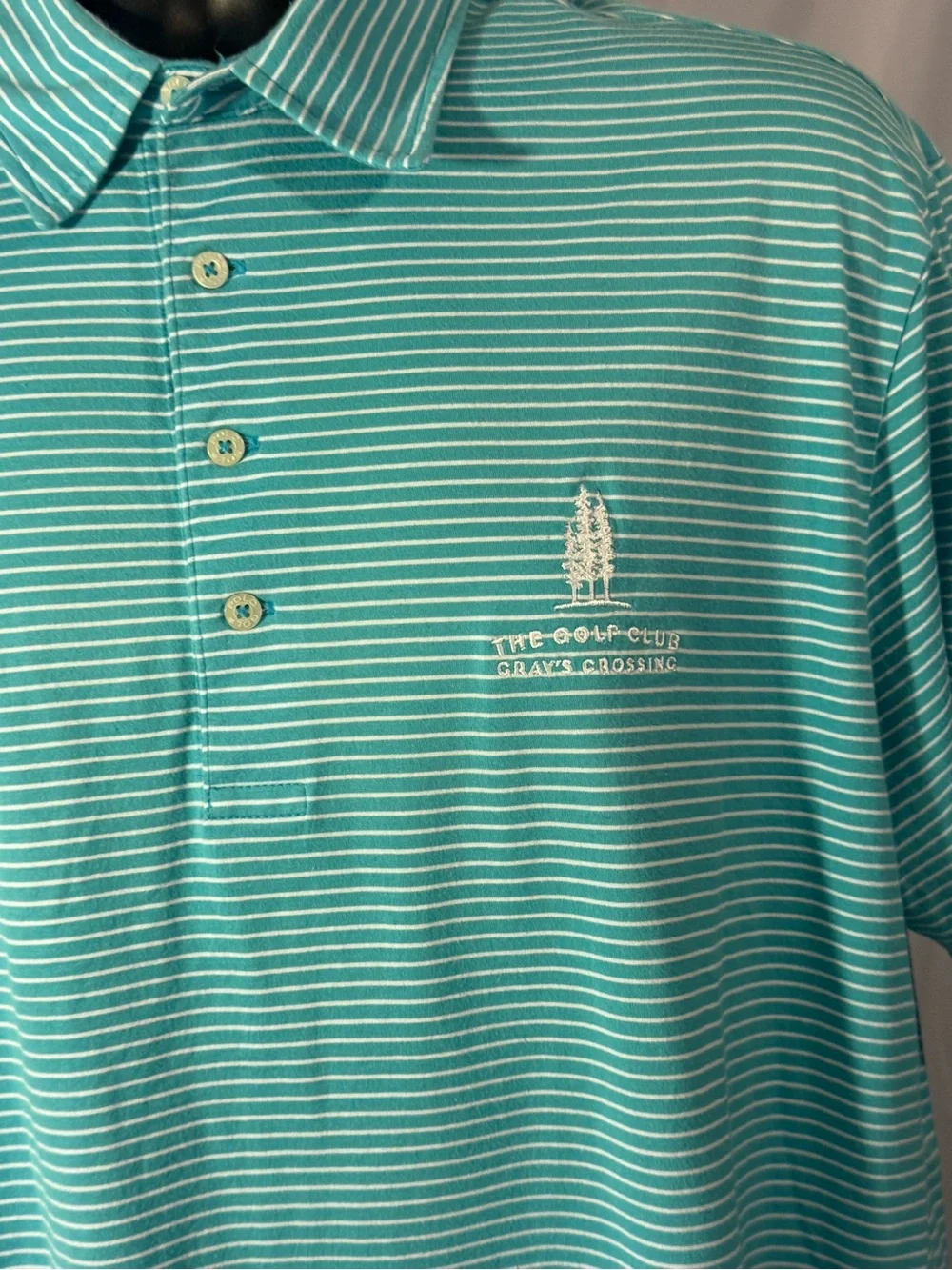 Men's Teal Stripe Polo Shirt - Sailboat Logo